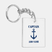 Kapitein Naam Boat Naam Anchor Foto Terug White Sleutelhanger (Voorkant Links)