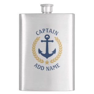 Kapitein Naam Nautical Anchor Gold Style Laurel Flacon
