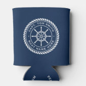 Kapitein naam touw lijst nautisch schip wiel blikjeskoeler (Achterkant)