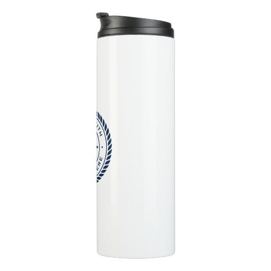 Kapitein naam touw lijst nautisch schip wiel thermosbeker (Geroteerd rechts)