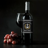 Kapitein Name and Boat Anchor Gold Laurel Black Wijn Etiket