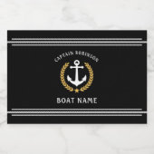 Kapitein Name and Boat Anchor Gold Laurel Mini Likeurfles Etiket (Enkel label)