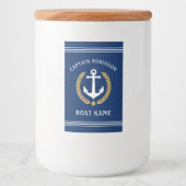 Kapitein Name and Boat Anchor Gold Laurel Voedselcontainer Etiket (Voorkant)