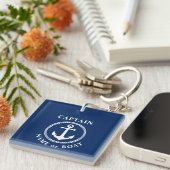 Kapitein Name of Boat Zee Anchor Photo Back Navy Sleutelhanger (Voorkant Rechts)