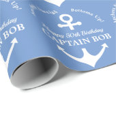 Kapitein Nautical Anchor 50th Birthday Cadeaupapier (Rol Hoek)