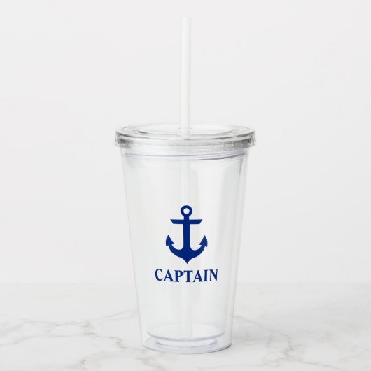 Kapitein Nautical Anchor Acryl Drinkbeker (Voorkant)