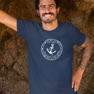 Kapitein Nautical Anchor Compass Bootnaam T-shirt