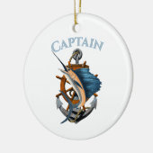 Kapitein Nautical Anchor Deep Zee Vist Keramisch Ornament (Links)
