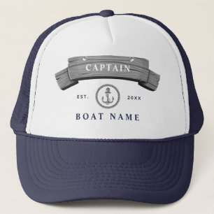 Kapitein nautical anchor name gepersonaliseerd trucker pet