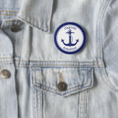 Kapitein Nautical Anchor Navy, gepersonaliseerd Ronde Button 5,7 Cm (In situ)