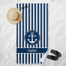 Kapitein Nautical Anchor Rope Navy Blue Stripes
