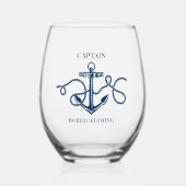 Kapitein Nautical Anchor Rope Wijnglas Zonder Voet (Voorkant)