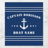 Kapitein Nautical Anchor Stars Naam en marine Wijn Etiket (Enkel label)