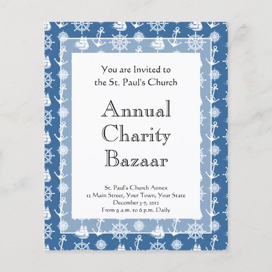 Kapitein Nautical Blue en White Sailor Flyer (Achterkant)