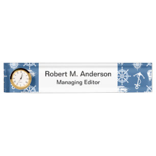 Kapitein Nautical Blue en White Sailor Naambordje