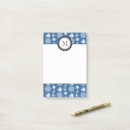 Kapitein Nautical Blue en White Sailor Post-it® Notes (Op bureau)