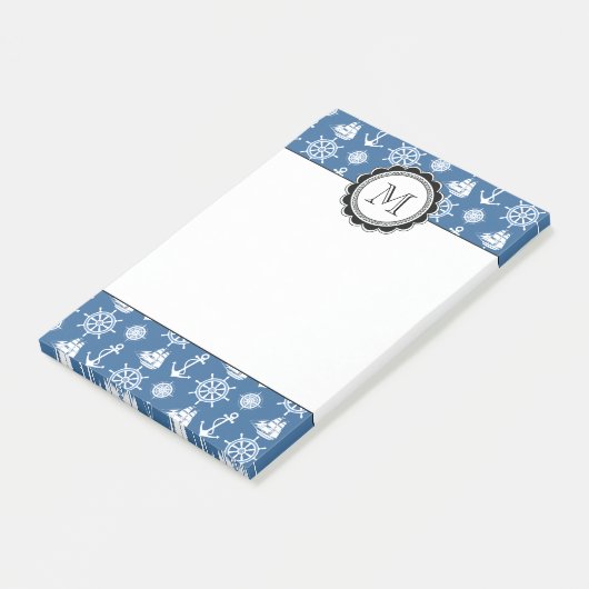 Kapitein Nautical Blue en White Sailor Post-it® Notes (Schuin)