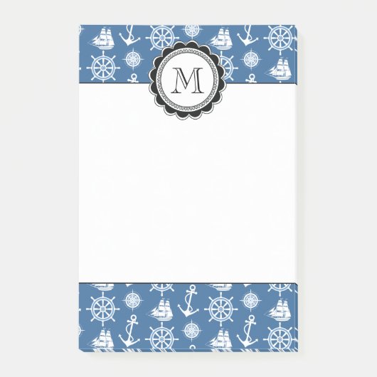 Kapitein Nautical Blue en White Sailor Post-it® Notes (Voorkant)