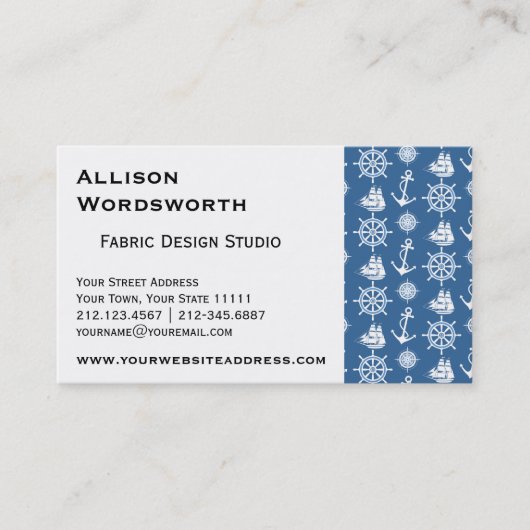 Kapitein Nautical Blue en White Sailor Visitekaartje (Voorkant)