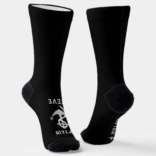 Kapitein Nautical Name Anchor Sailing Socks Sokken (Gebogen)