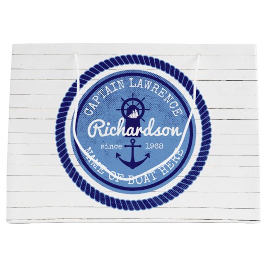 Kapitein  Nautical Rope Anchor Helm Boat Groot Cadeauzakje (Voorkant)