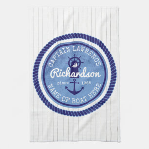 Kapitein Nautical Rope Anchor Helm Boat Theedoek