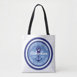 Kapitein Nautical Rope Anchor Helm Boat Tote Bag