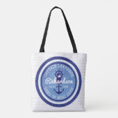 Kapitein  Nautical Rope Anchor Helm Boat Tote Bag (Achterkant)