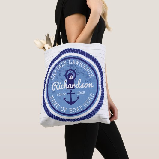 Kapitein  Nautical Rope Anchor Helm Boat Tote Bag (Dichtbij)