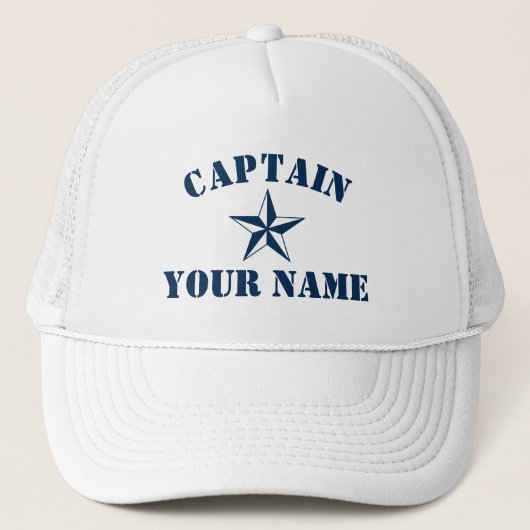 Kapitein Nautical Star-boot naam zeiljachthavens Trucker Pet (Voorkant)