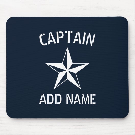 Kapitein Nautical star Star, naam marineblauw & wi Muismat (Voorkant)