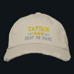 Kapitein Nautical Stars Gold Silver Khaki Geborduurde Pet<br><div class="desc">Sail in stijl met een gepersonaliseerd geborduurd pet met uw Kapitein rank of andere titel,  jouw naam of Boat Name en sterren. Verscheidene pet en draadkleuren om van te kiezen. Maakt een groot aangepast cadeau voor vaders dag,  Moederdag of elke andere gelegenheid.</div>