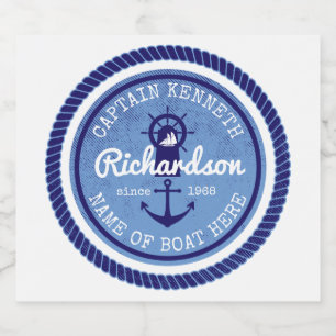 Kapitein  Nautische Touw Anker Helmboot Bier Etiket