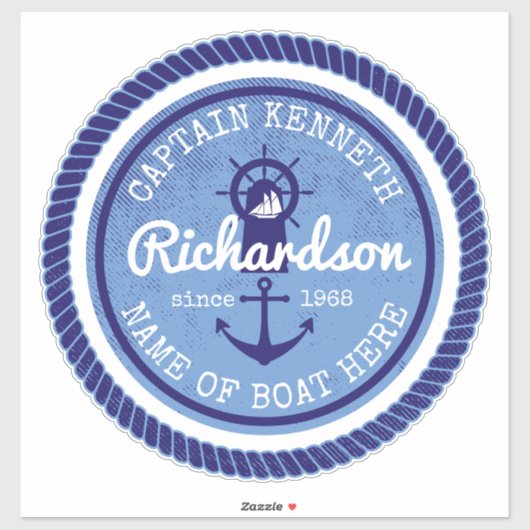 Kapitein  Nautische Touw Anker Helmboot Sticker (Vel)