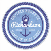 Kapitein  Nautische Touw Anker Helmboot Sticker (Voorkant)