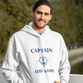 Kapitein Navy Compass Anchor Naam of Boat Naam toe Hoodie