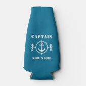 Kapitein of Boat Name Anchor Seahorse Aqua Blue Flesjeskoeler (Voorkant)