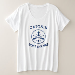 Kapitein of Boat Name Nautical Anchor oars sterren Grote Maat T-shirt