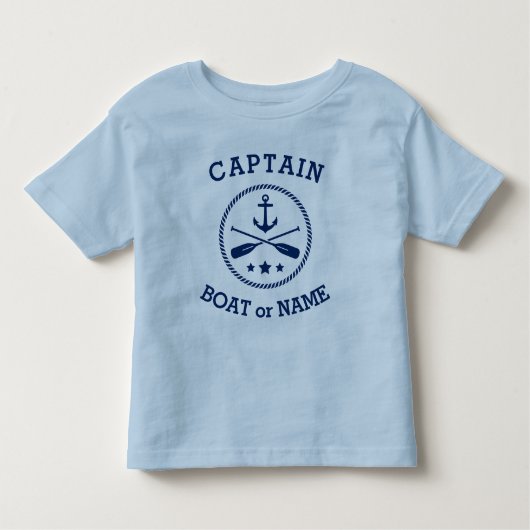 Kapitein of Boat Name Nautical Anchor oars sterren Kinder Shirts (Voorkant)