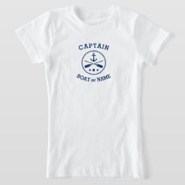 Kapitein of Boat Name Nautical Anchor oars sterren T-shirt