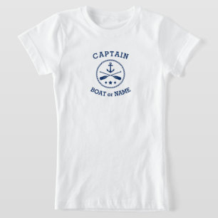 Kapitein of Boat Name Nautical Anchor oars sterren T-shirt