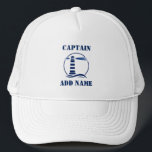 Kapitein of Boat Name Nautical Lighthouse Trucker Pet<br><div class="desc">Nautical Lighthouse met Personalized Kapitein of Boat Name Pet.</div>