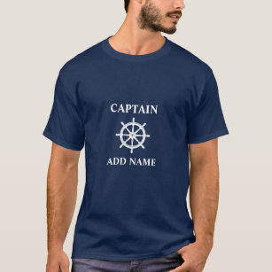 Kapitein of Bootnaam Schepen wiel Helm Marine Blau T-shirt