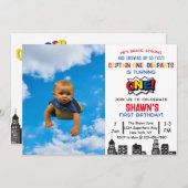 Kapitein One-derpants First Birthday Invitation Kaart (Voorkant / Achterkant)