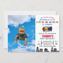 Kapitein One-derpants First Birthday Invitation
