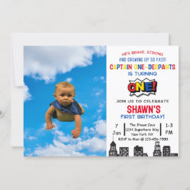 Kapitein One-derpants First Birthday Invitation Kaart