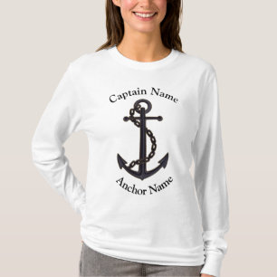 Kapitein, op maat gemaakte boot en ankerbemanning t-shirt
