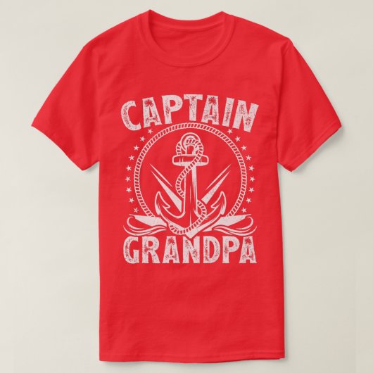 Kapitein opa Pontoon Boat Lake Sailor Vissen B T-shirt (Design voorkant)