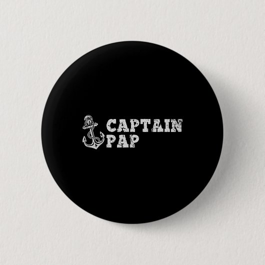 Kapitein Pap Zeilboot  Bootanker Fu Ronde Button 5,7 Cm (Voorkant)