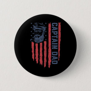Kapitein Papa Amerikaanse Vlag Grappig Ponton Boot Ronde Button 5,7 Cm